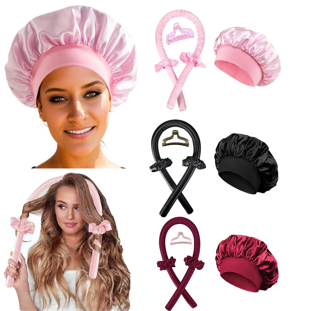 Silk Heatless Curling Set with Satin Bonnet