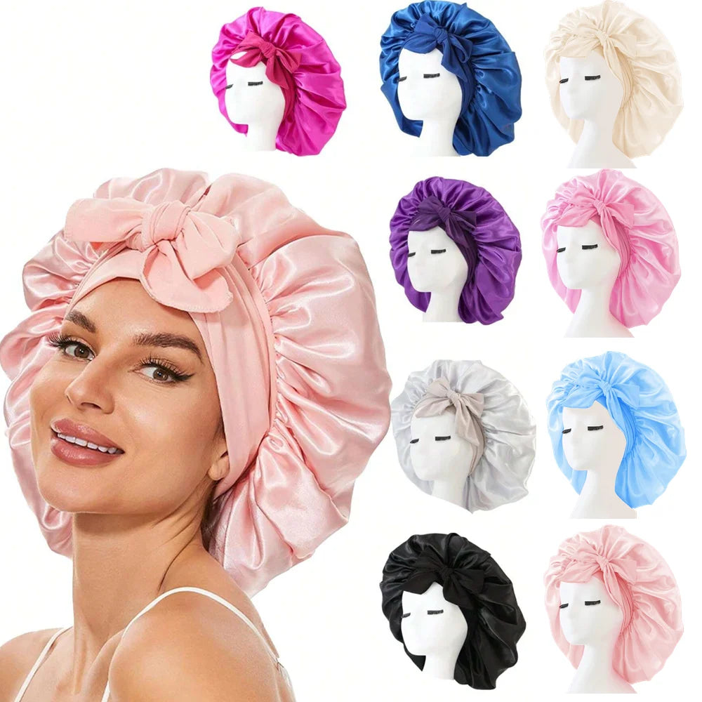 Adjustable Satin Bonnet with Tie