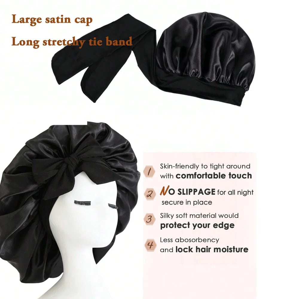 Adjustable Satin Bonnet with Tie