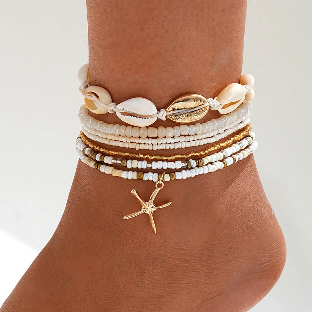 Bohemian Geometric Anklet Set