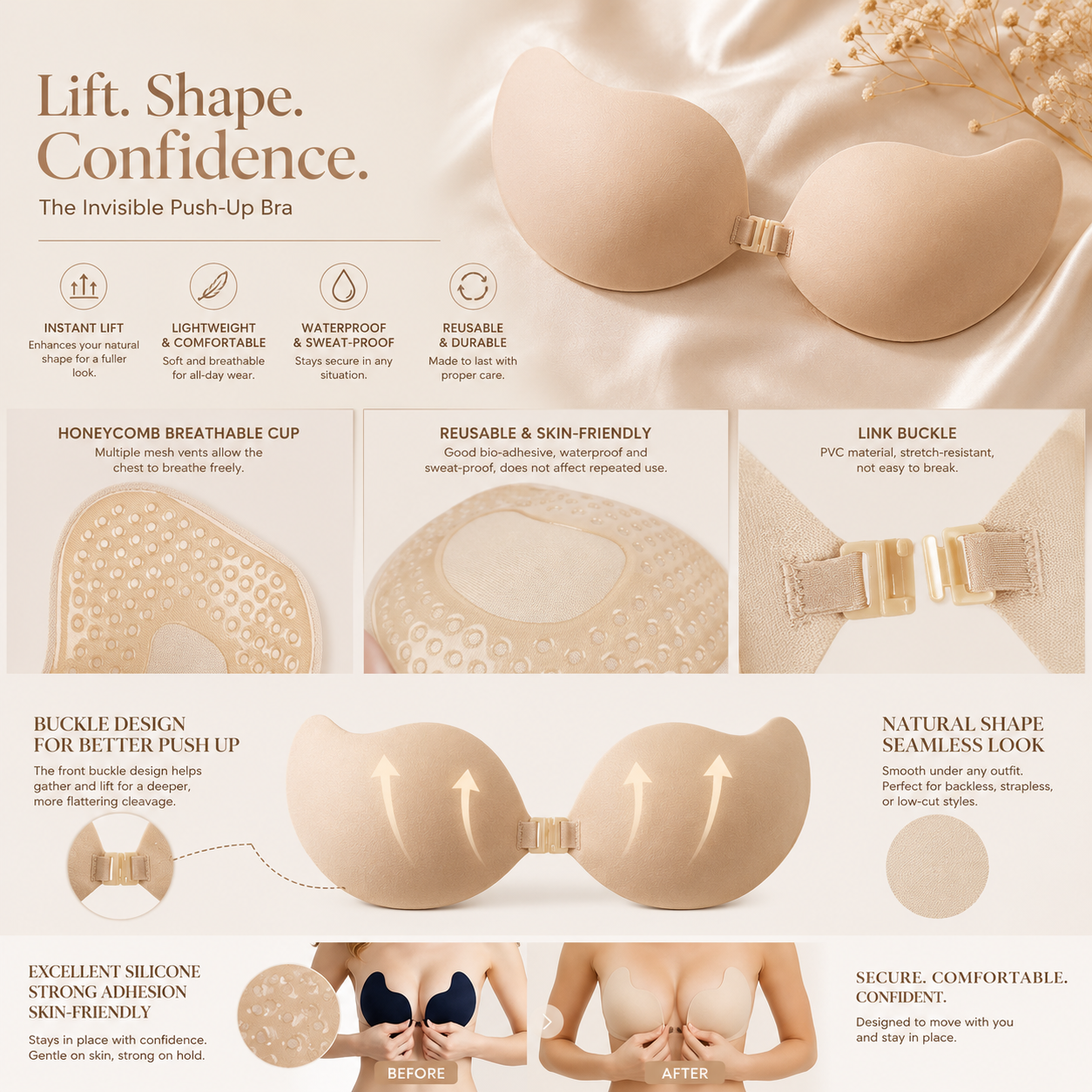 Invisible Push Up Bra