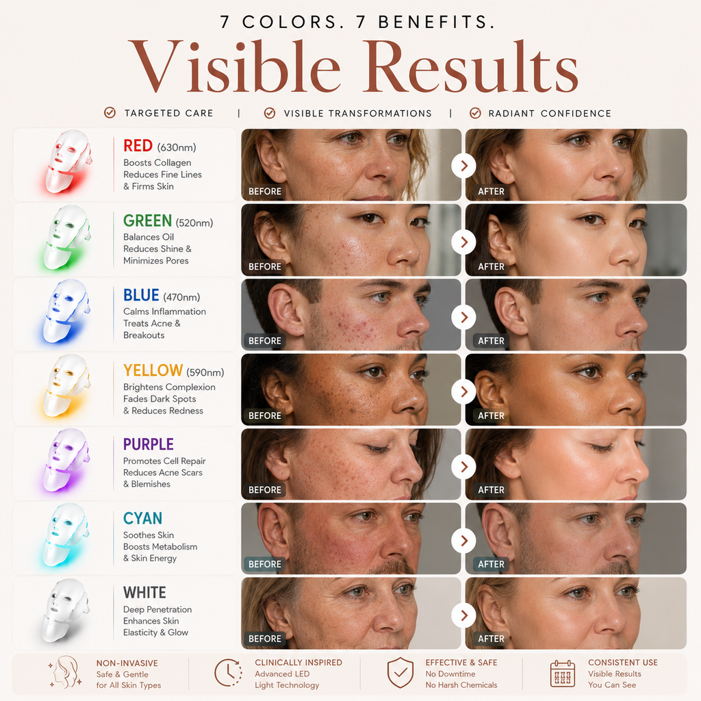 7-Color LED Face and Neck Therapy Mask