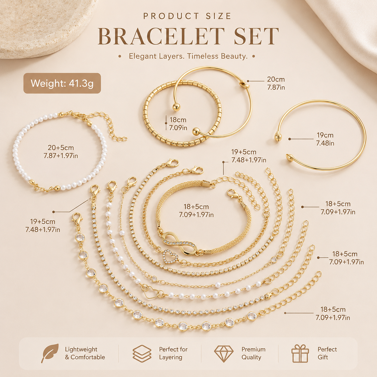 Luxury Gold Charm Bracelet Set